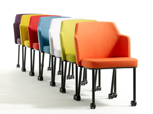 casters side seating mobile upholstered 4-leg 4 leg